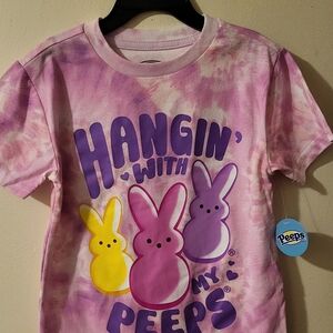 Pink and Purple Tie-Dye Short Sleeve Tee with Graphic Print